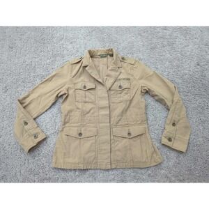 Eddie Bauer Jacket Womens Small Button Up Utility Safari‎ Outdoor Military Style